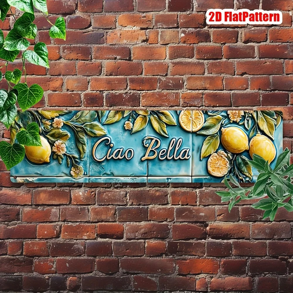 1pc CIAO BELLA Vintage Italian Style Metal Wall Decor - Vintage UV Printed Italian Decor, Wrought Iron Design Suitable Home