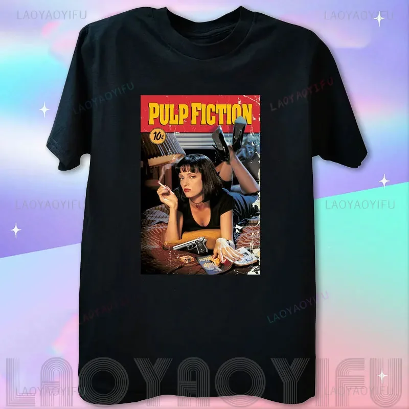 Mia Wallace Tshirt Quentin Tarantino Tee Short Vintage Pulp Fiction Cotton T Shirt Sleeved Streetwear Gift Unisex T-Shirt Tops