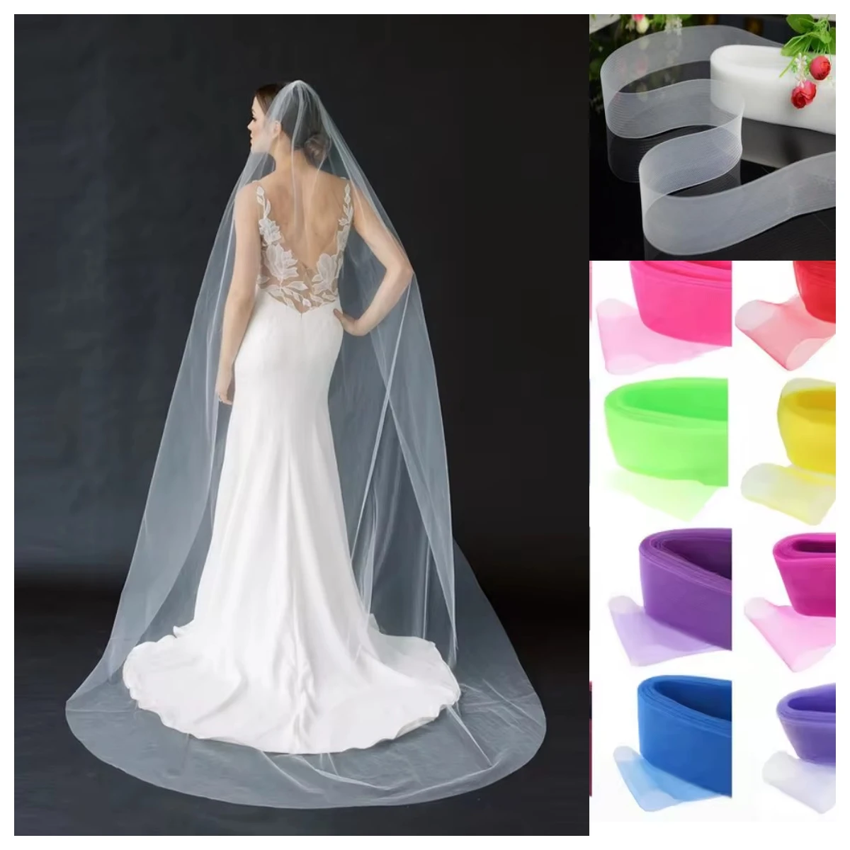 Smooth Polyester Mesh Trim Flat Solid Crinoline Strip With Horsehair Material For Hat Making Millinery DIY Wedding Gown Skirts