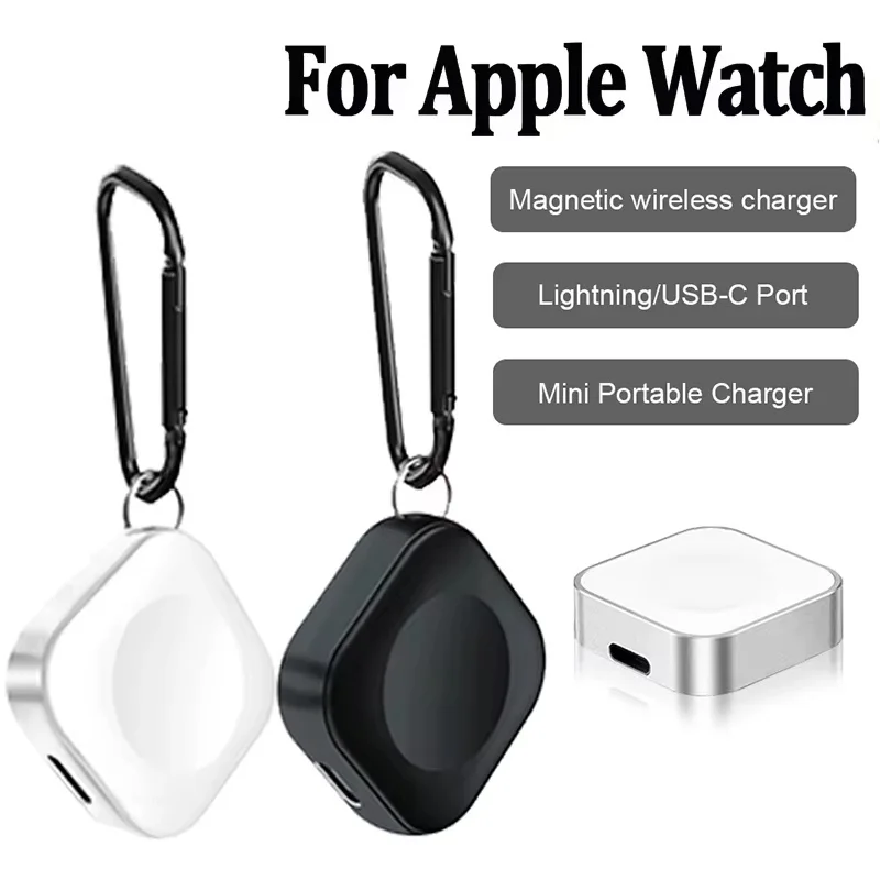 Portable Mini Wireless Watch Charger Type C 8pin Two interfaces For Apple Watch 9 8 7 6 5 4 3 Ultra 2 1 SE Series Fast Charger