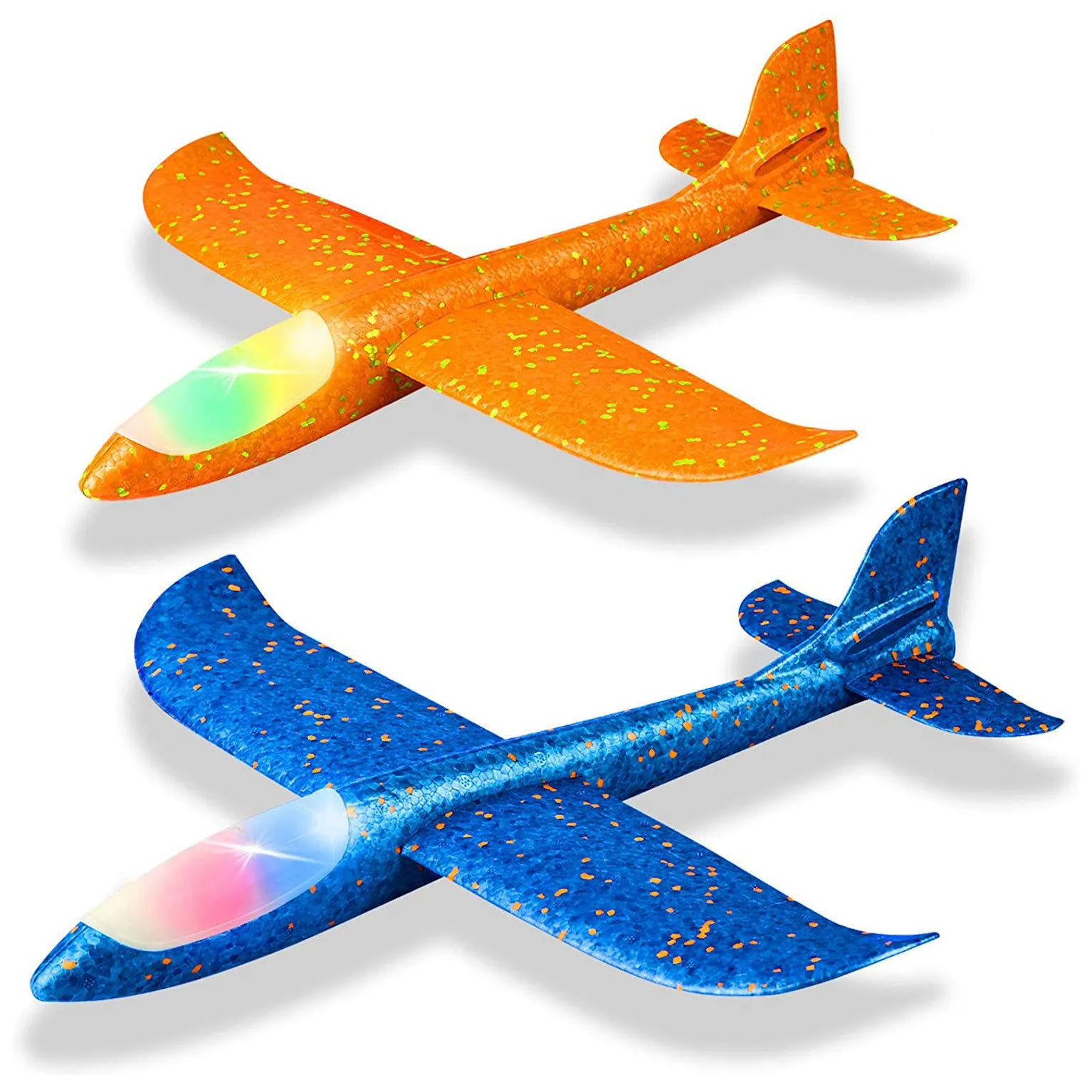 2 Pack LED Light Airplane 48CM Large Throwing Foam Plane Outdoor Sport Backyard Birthday Kids Optimal Gifts