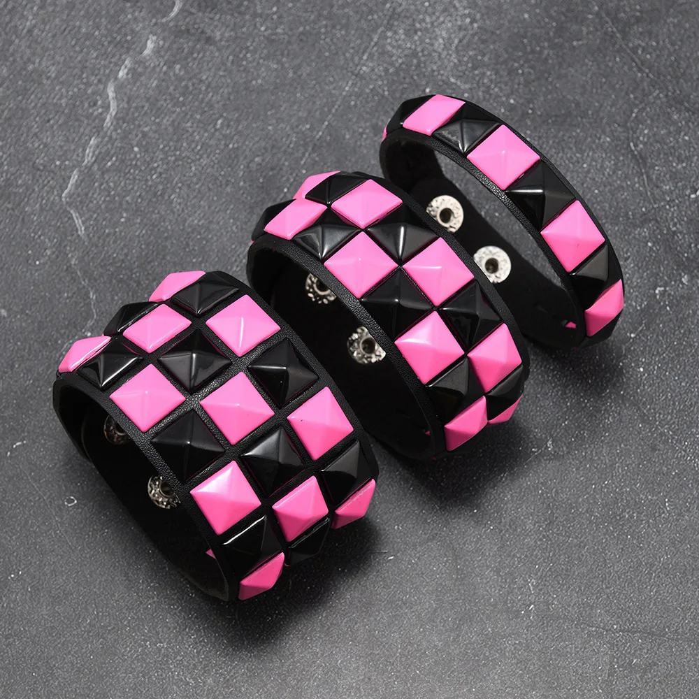 3pcs/set Studded bracelet for Men Women Goth Leather Wristband Y2k Bracelet Punk Rock Jewelry Scene Emo Accessories