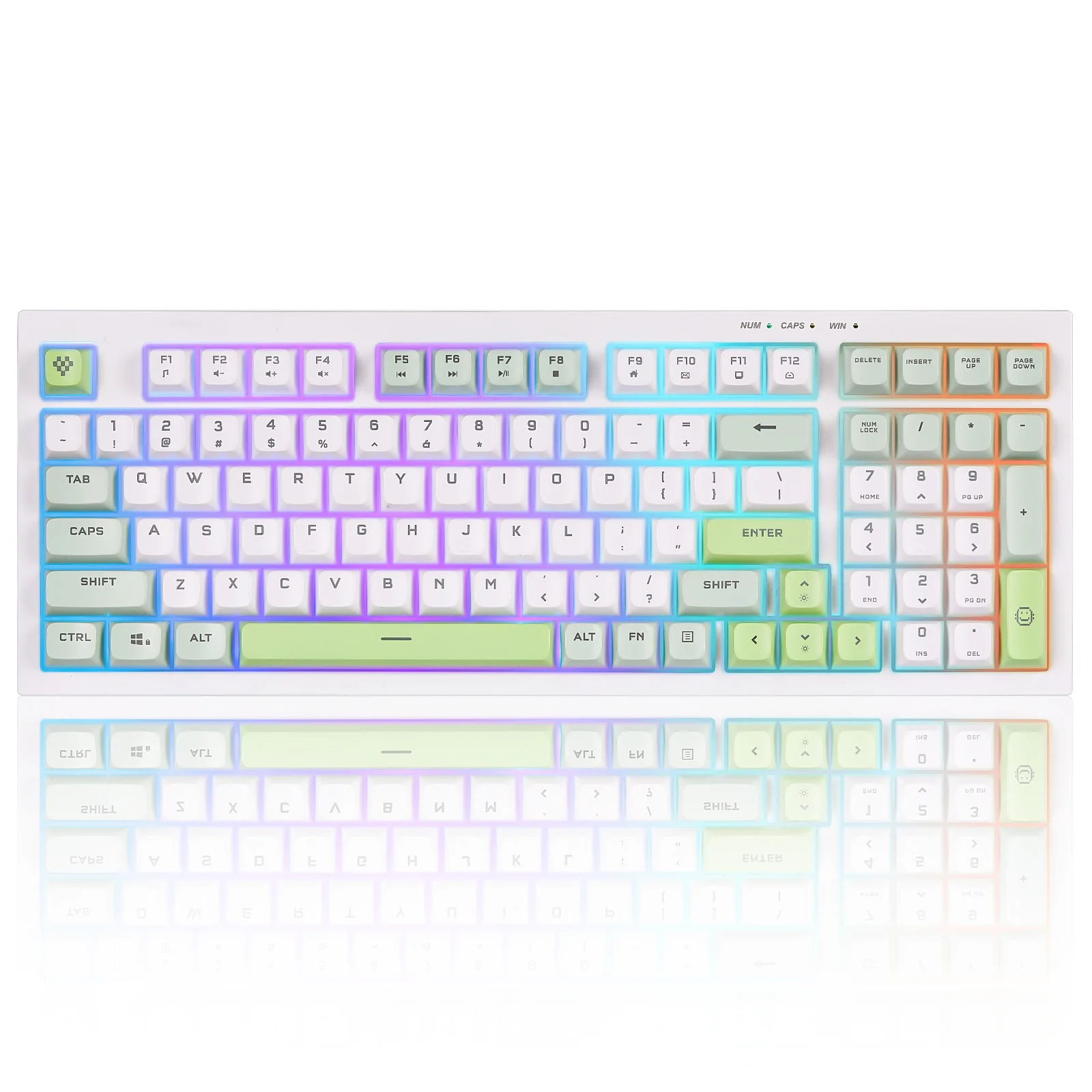 

YUNZII D98 White 98-Key Wired Gaming Keyboard, RGB Backlit Quite Full Numpad Membrane Keyboard, Spill Resistance, Anti-ghosting