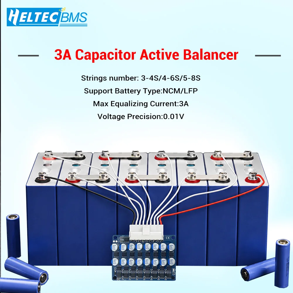 3A 3S Capacitor Battery Active Balancer 4S 5S 6S 8S For 2Ah-400Ah NCM LFP Pack Repair Low Voltage Protection Equalizer
