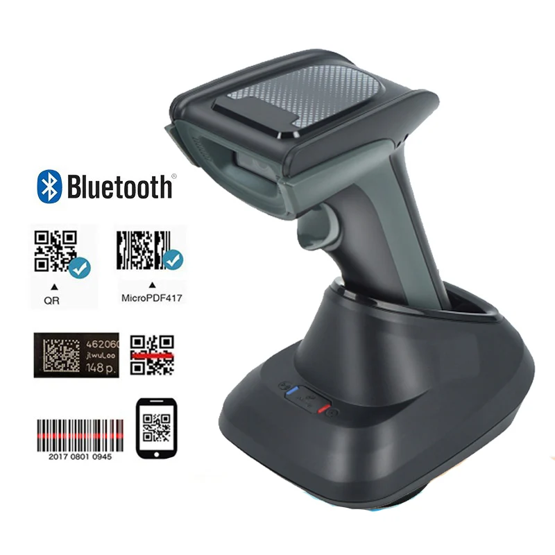 

DS220BT 2D Bluetooth Barcode Reader Wireless QR Code Scanner with Charging Cradle Compatible with Android iOS Windows POS System