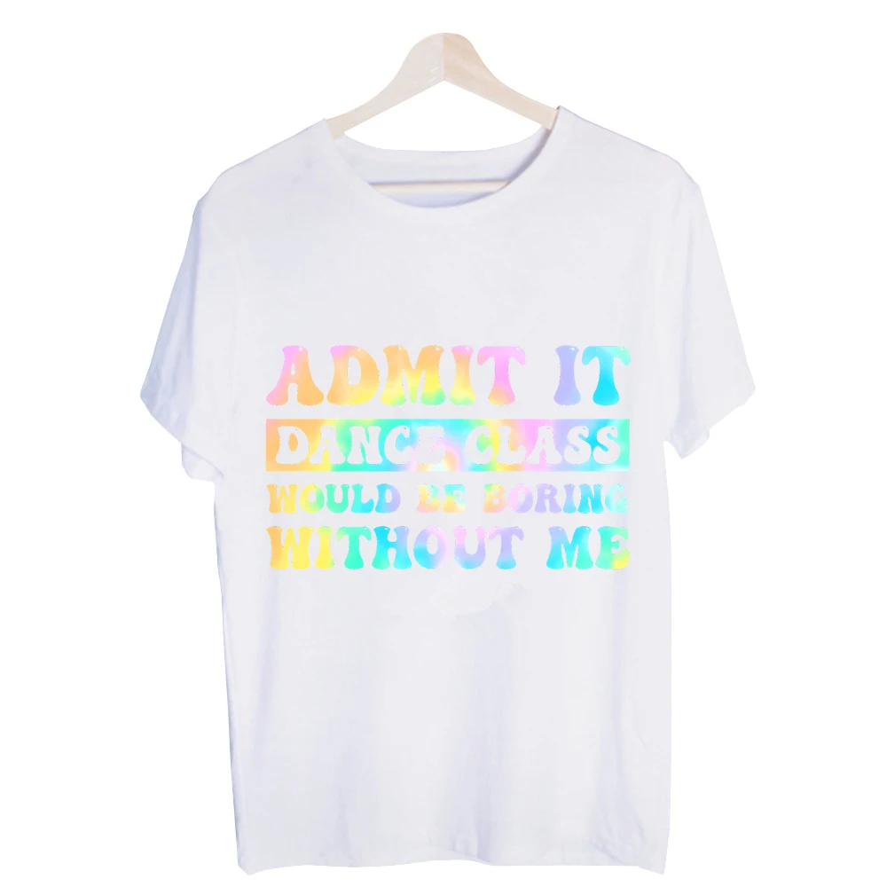 Men's Holographic Slogan Graphic Tee, Short Sleeve Crew Neck T-Shirt for Dance Class and Casual Wear