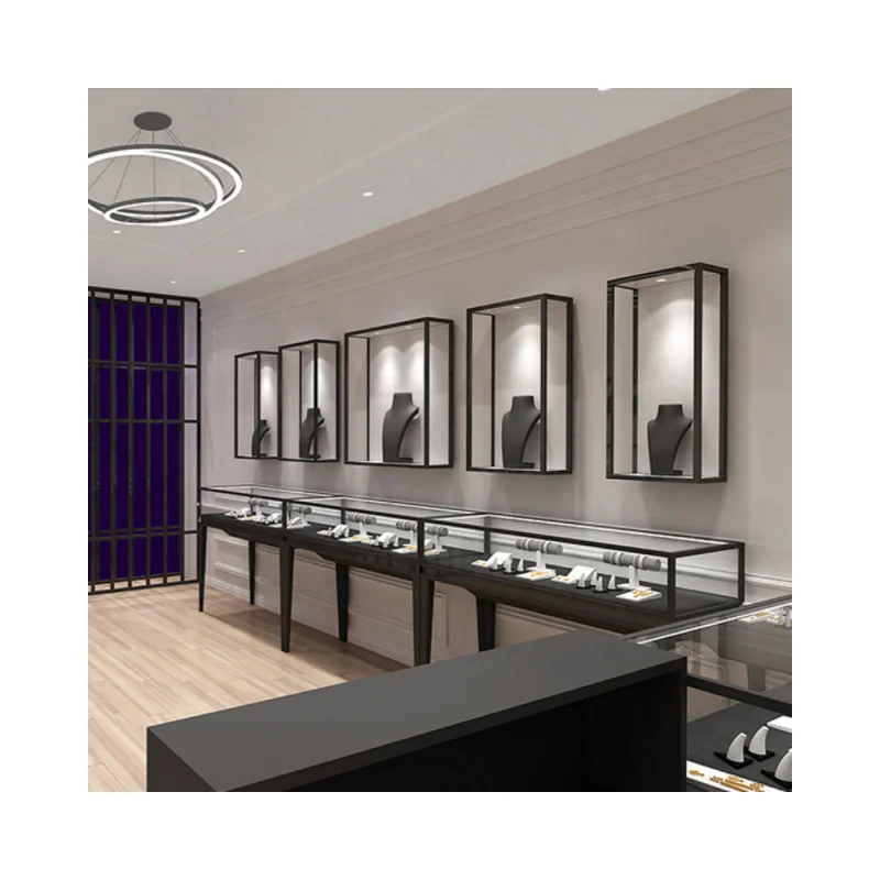 

Light Emitting Diode Lighting Jewelry Counter Display Metal Wall plate glass cabinet Jewelry Store Display Display Cabinet