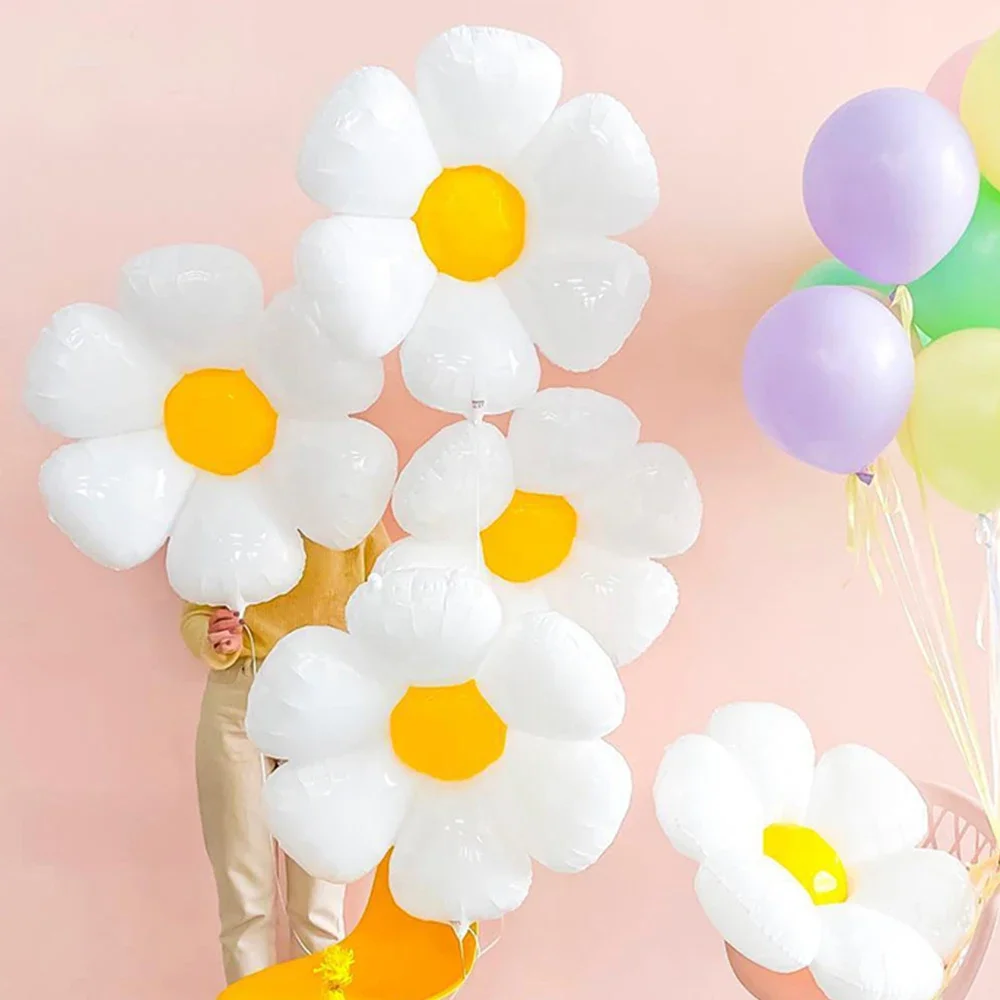 

2Pcs White Daisy Flower Foil Balloon multi size sunflower balloons baby shower Birthday wedding party decoration Hot Photo Props