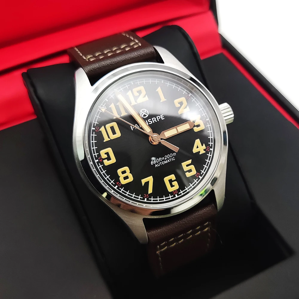 Luxury vintage watch automatic mechanical watch NH35 caliber flight 40mm stainless steel case 316L