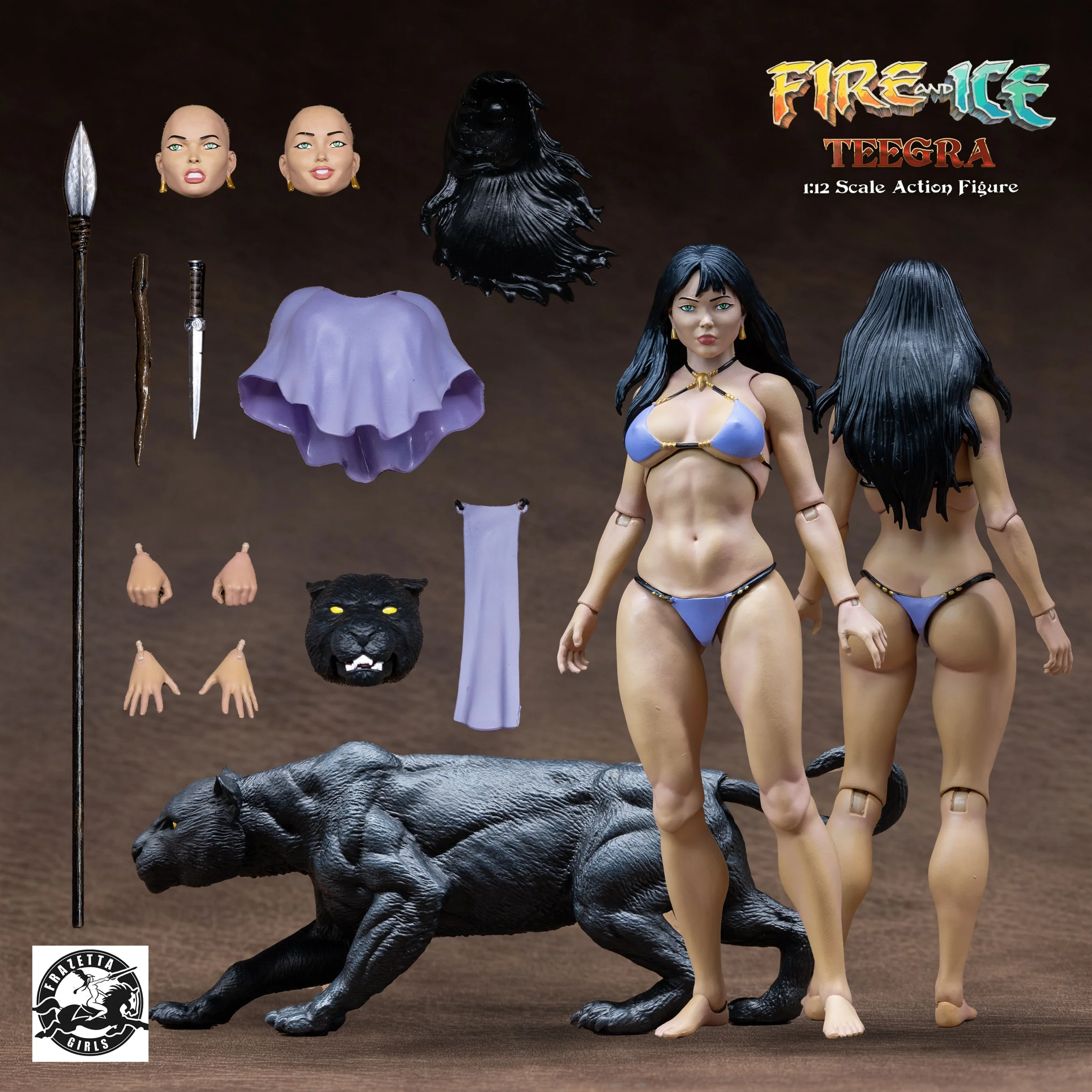 Spot 1/12 Frazettagirl Frazetta Daughter 2 Portig Panther Set Teega Movable Doll Figure Tabletop Ornament Toy Gift