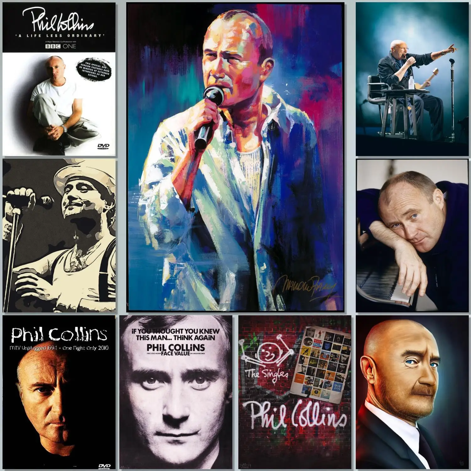 Singer Phil Collins Singer  Painting 24x36 Wall Art Canvas Posters room Modern Family bedroom Decoration Art wall decor