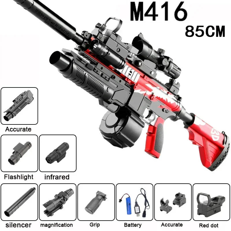 Pistola de bolas eléctrica M416, juguete de tiro automático y Manual, CS, lucha para niños y adultos con gafas