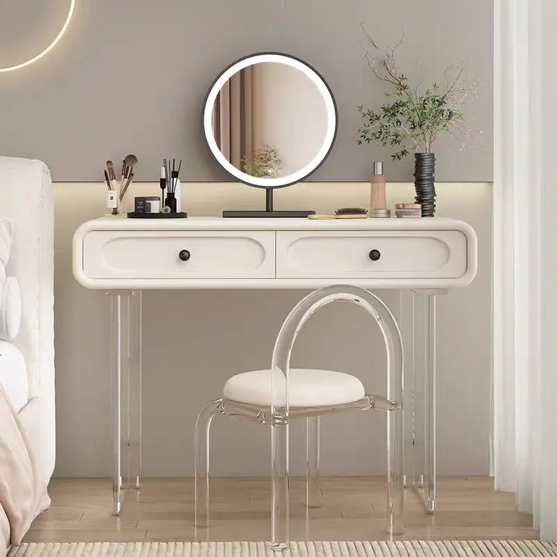 

Bedroom Wood Mirror Vanity Tables Storage White Girl Makeup Vanity Tables Stool Chair Modern Coiffeuse De Chambre Home Furniture