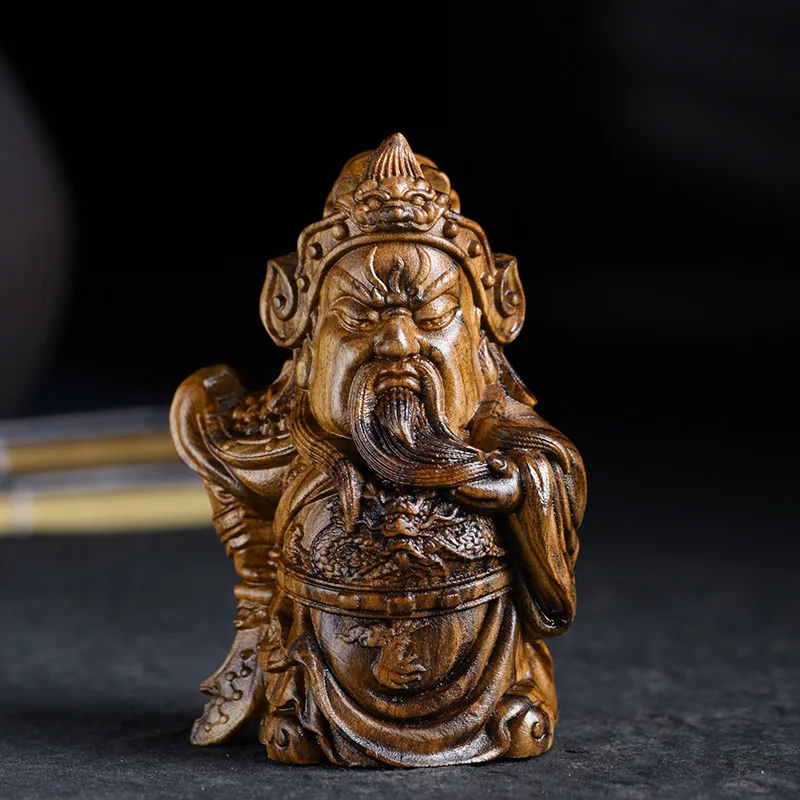 

Guan Gong Q Version Guan Emperor God Of War And Wealth Black Silk Wood Carving Ornaments Indian Carved Rosewood Crafts