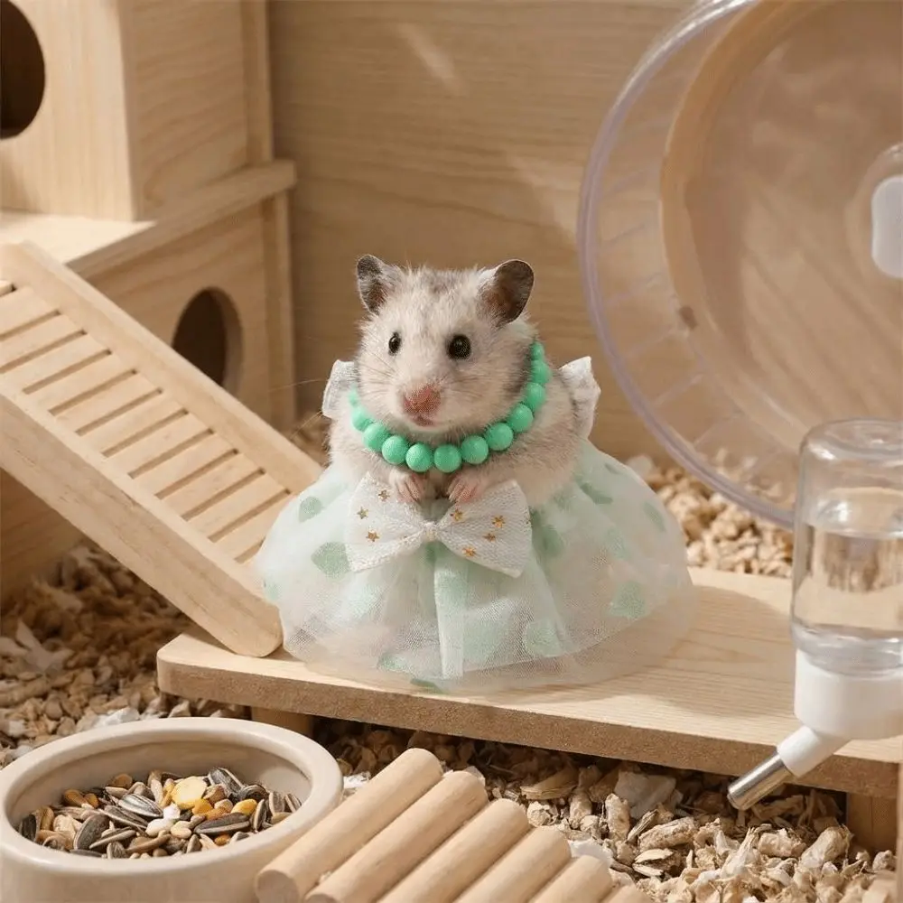 Breathable Hamster Lace Skirt Knitted Lace Soft Pet Suspender Skirt with Necklace Lightweight Guinea Pig Costume Pet Photography
