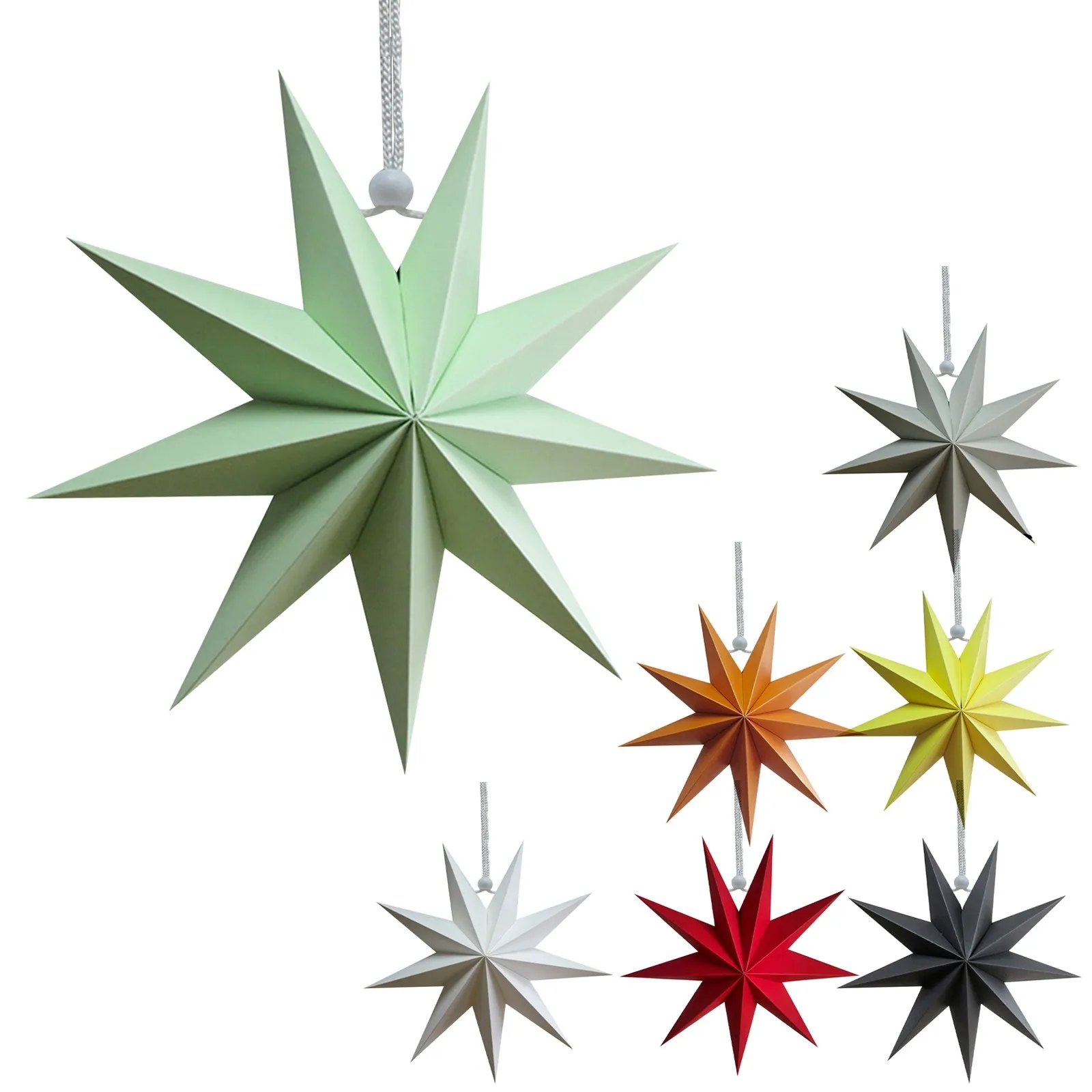 1/5pcs 9-Pointed Paper Stars Christmas Hanging Decor 30cm Folding Paper Star Decorations For Wedding Birthday Christmas Par