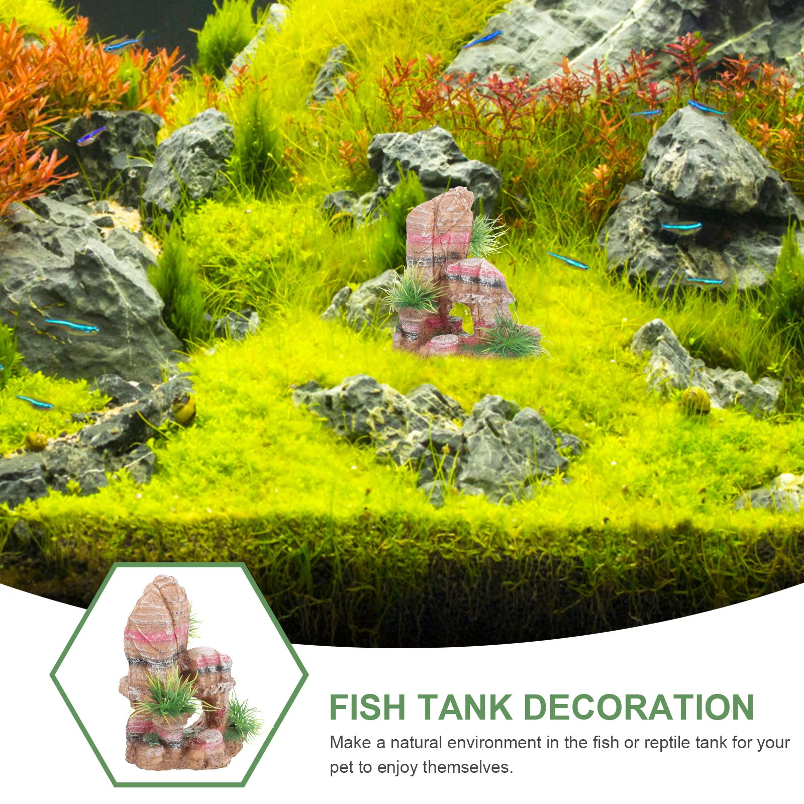 

Aquarium Artificial Mountain Rockery for Fish Tank Landscape Decor Resin Craft Hiding Cave Ideal for Shrimp Turtle Tank
