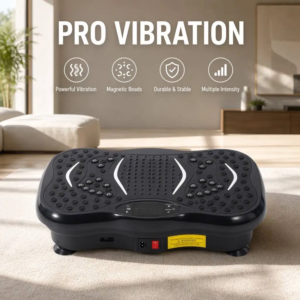 Professional Vibration Plate Fitness Machine with Resistance Bands and Magnetic Therapy for Home Gym Body Slimming Workout
