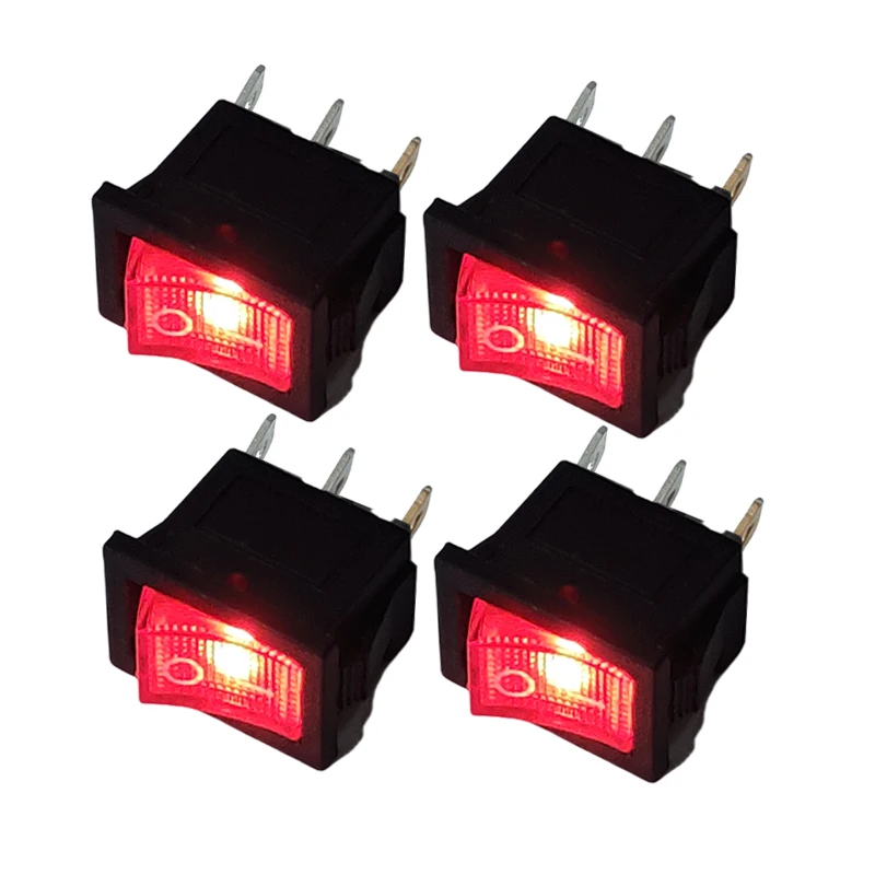 4Pcs 3Pin KCD1 Mini Rectangle Rocker Switch 21x15mm Panel 13x19mm Indication LED 12V 220V illuminated Seesaw Switch Power ON-OFF