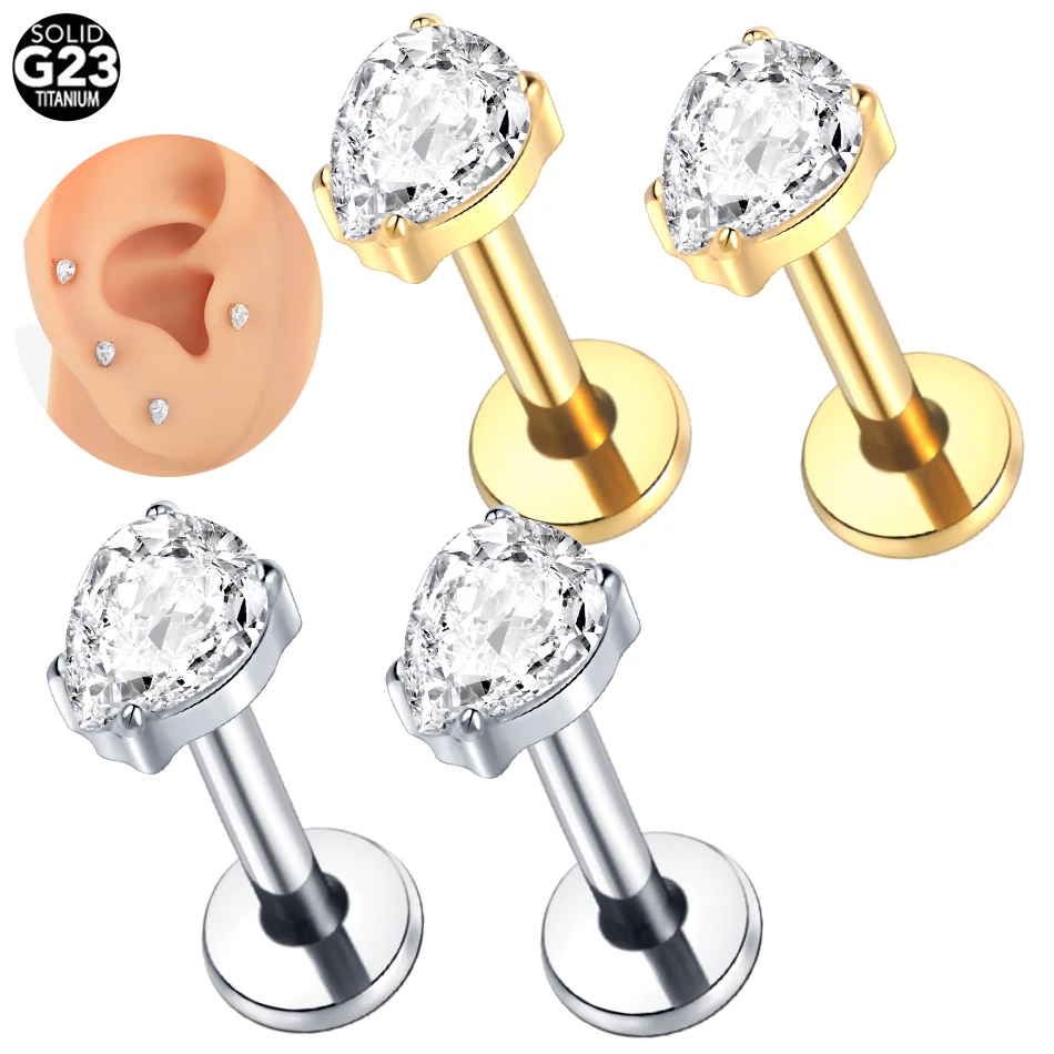 

Titanium Labret Piercing Monroe Lip Stud CZ Zircon Helix Cartilage Tragus Piercings Stud Earring Nose Piercing Body Jewelry