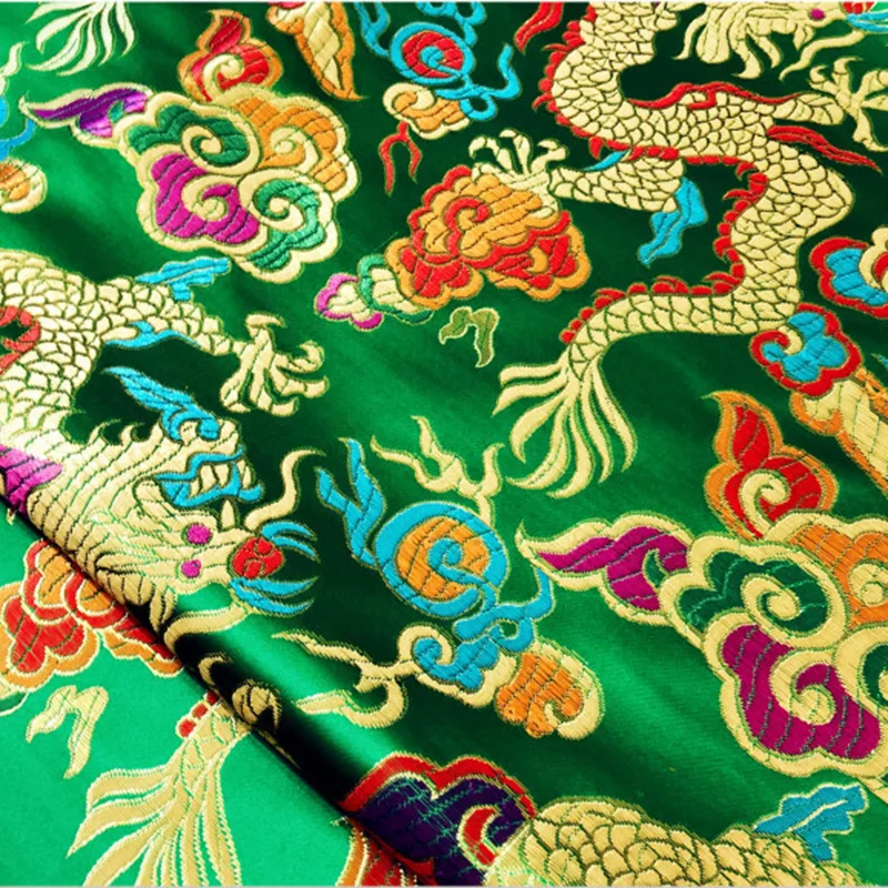 100x75cm Chinese Brocade Fabric Dragon Pattern For DIY Sewing Hanfu Cheongsam Kimono Wedding Dress Costume Silk Satin Material