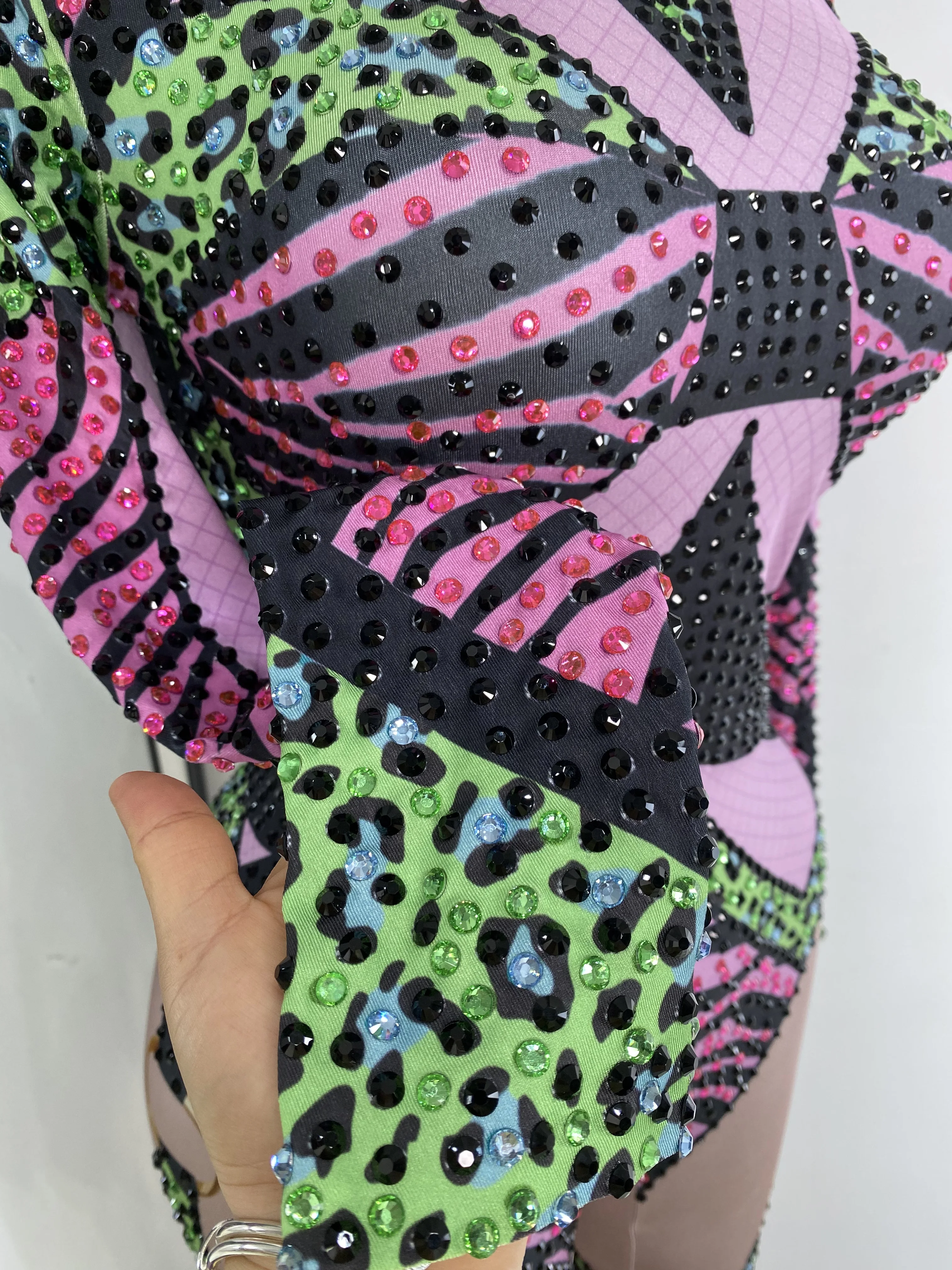 

Женские роскошные облегающие комбинезоны с блестящими красочными стразами, сексуальные костюмы для ночного клуба, вечернее платье, бесплатная доставка