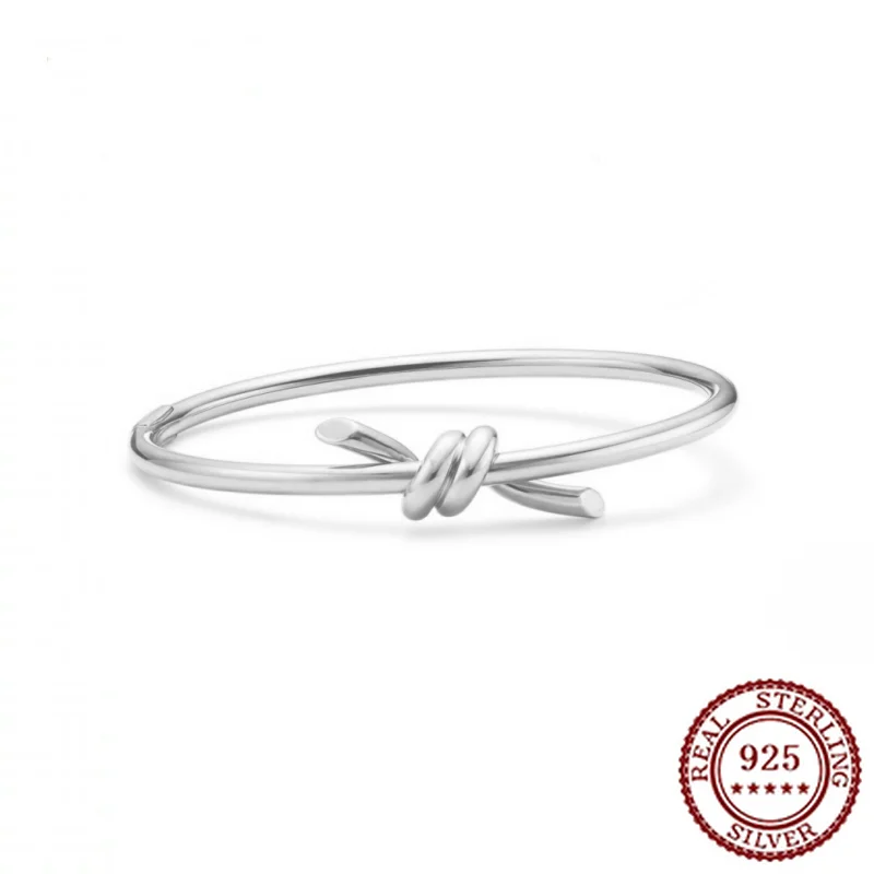 

Новинка 2025 года, браслет из чистого серебра S925 с узлом для мужчин и женщин, роскошные ювелирные изделия