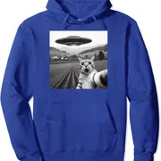 Polarshe Grappig Ontwerp Kat Selfie Met Een Buitenaards Ufo Thema Unisex Capuchon Sweatshirt