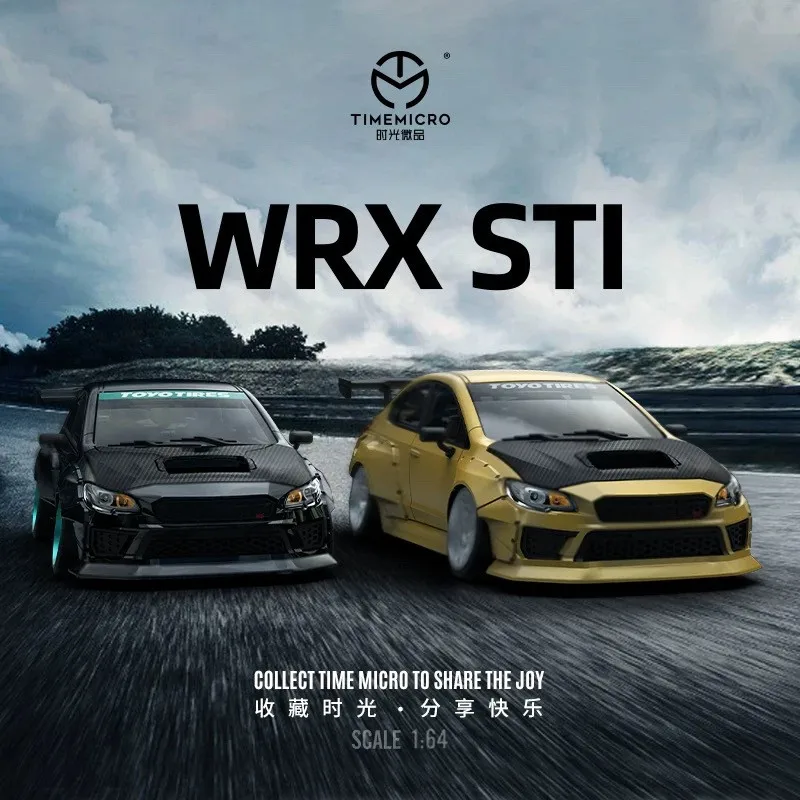 TIME MICRO&MOREART 1:64 WRX STI غطاء كربون دييكاست نموذج سيارة لمجموعة محدودة عرض هدية