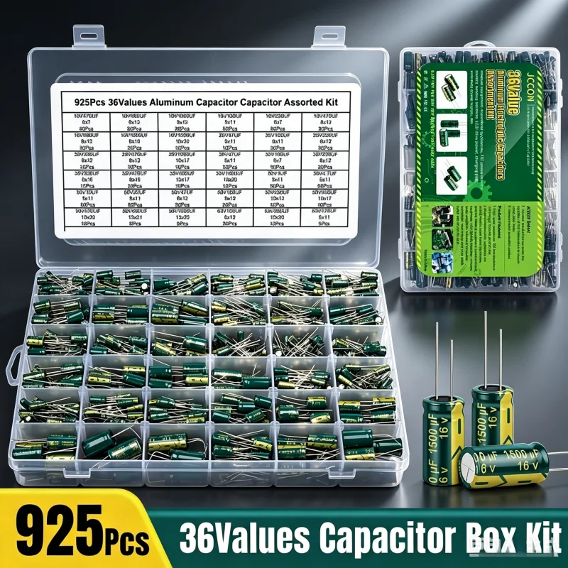 kit-assortito-di-condensatori-elettrolitici-radiali-in-alluminio-da-925-pezzi-36-valori-10v-63v-470uf-condensatori-verdi-ad-alta-frequenza-per-circuiti