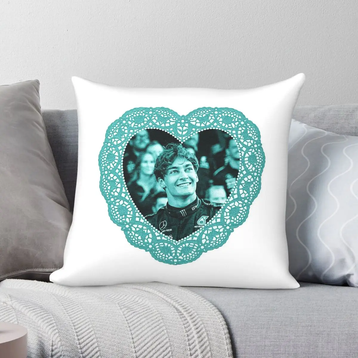 Lace Heart George Russell Square Pillowcase Polyester Linen Velvet Creative Zip Decor Pillow Case Sofa Seater Cushion Cover