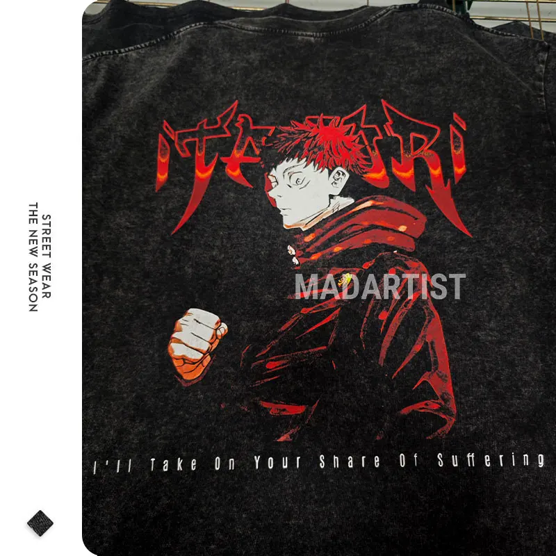 Anime J-Jujutsu K-Kaisen T Shirts Vintage Washed CHOSO T-shirt Oversize Short Sleeve Fushiguro Toji Gojo Saturo Itadori Tees Men image 5