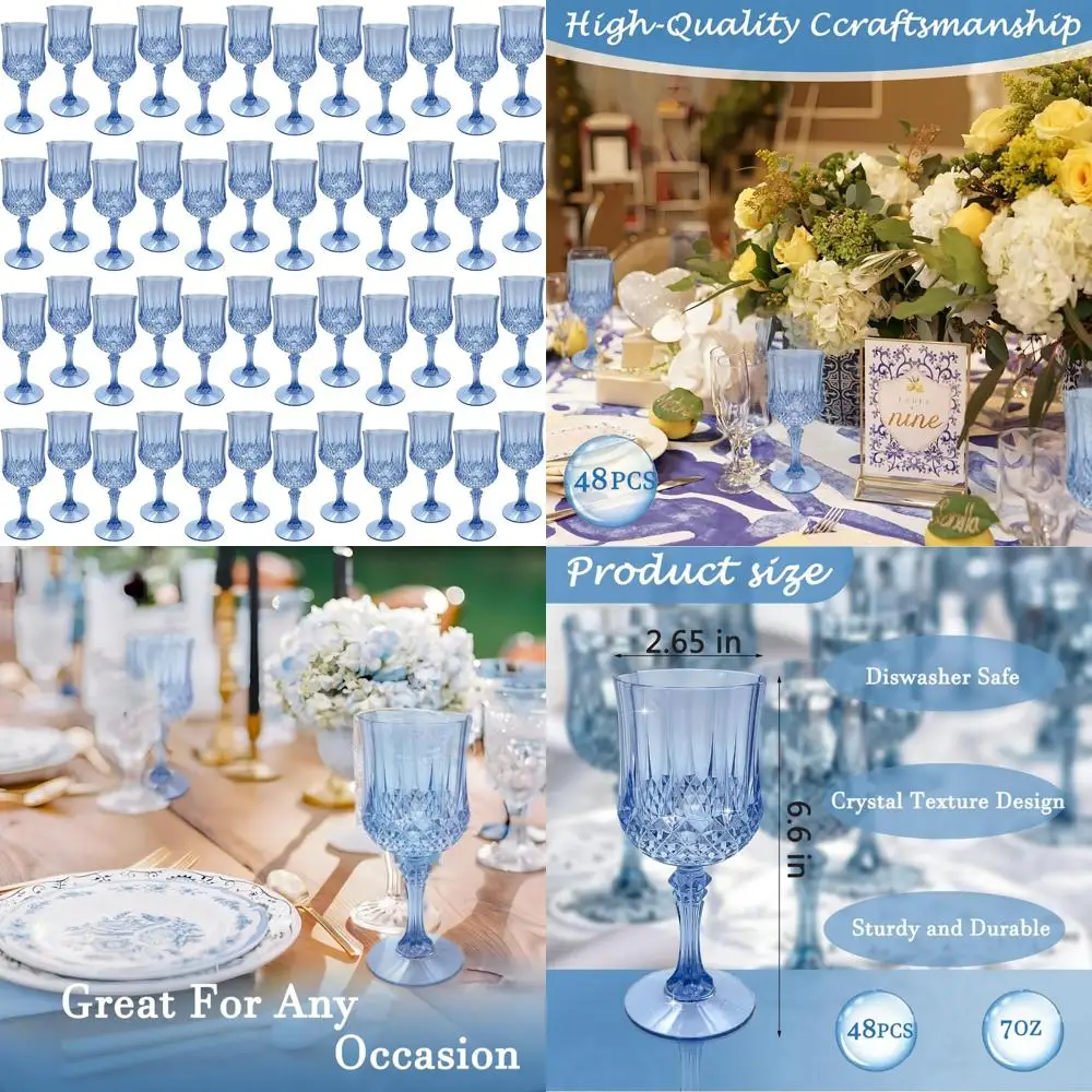 

Plastic Wine Glasses Set of 48, Ideal for Party and Wedding Reception, Grand Event Party Supplies