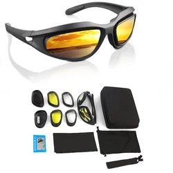 Motorcycle Riding Sun Glasses Anti-Fog Polarized Interchangeable Lens Sunglasses Shooting Cycling Hiking Work Padding Goggles