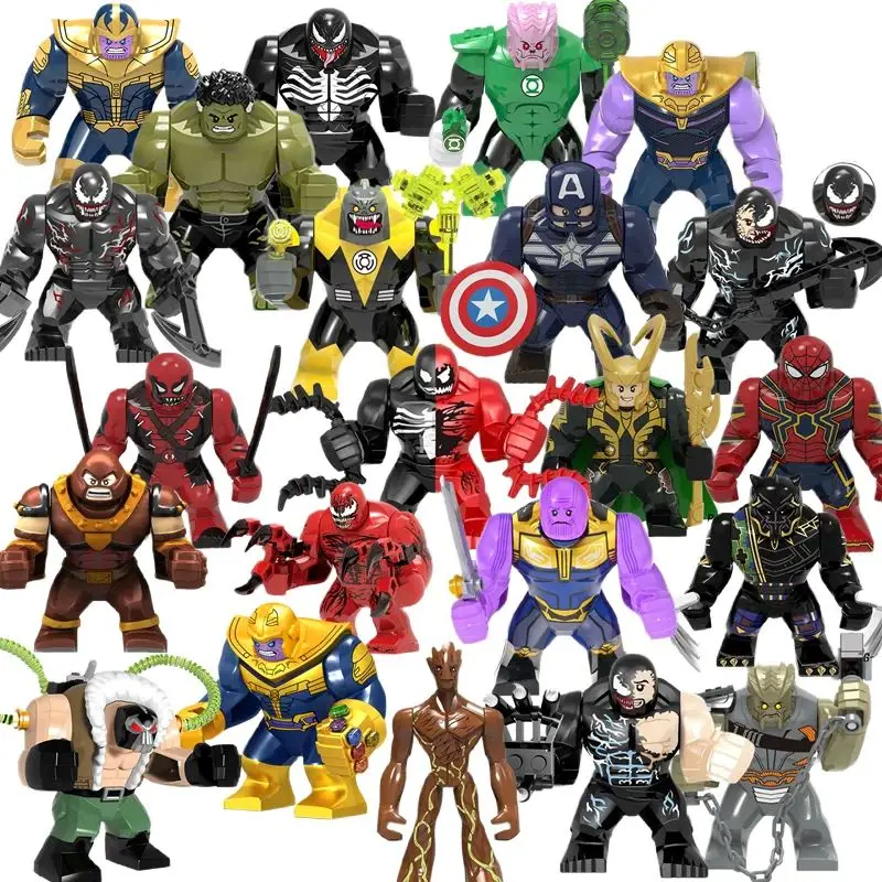 

Blind box Mini Marvel Building Blocks Figures Big Goblin Spiderman Iron Man Venom Captain Hawk Deadpool Technic Armor Gift Toys