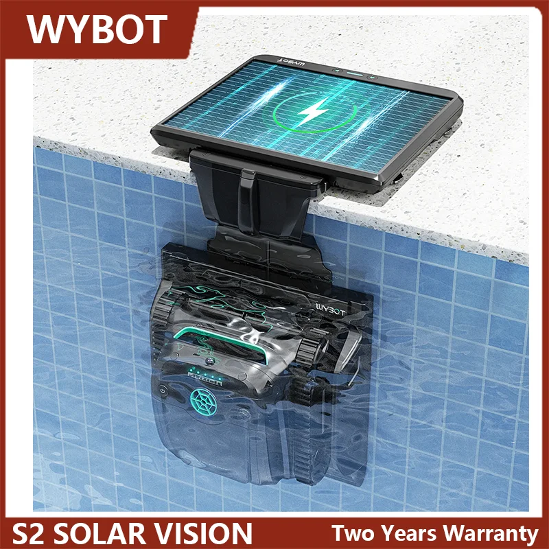 Робот-пылесос для бассейнов WYBOT S2 SOLAR VISION с солнечной зарядкой, интеллектуальным визуальным распознаванием препятствий, очисткой стен и водной линии