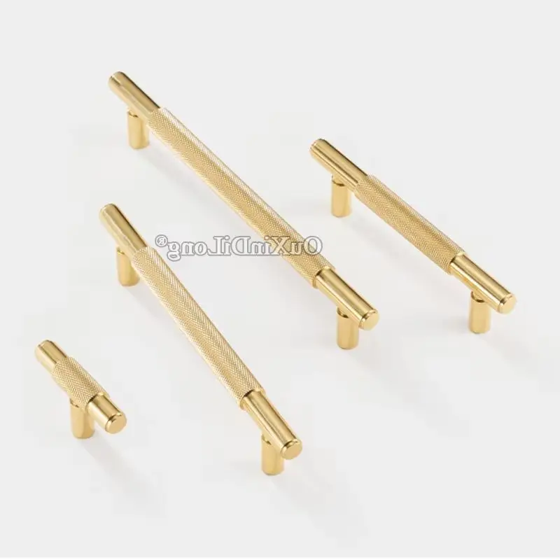 High-end Luxury 4PCS Solid Brass Knurled Furniture Pulls Handles Drawer Knobs Cupboard Wardrobe Closet TV Cabinet Pulls Pens