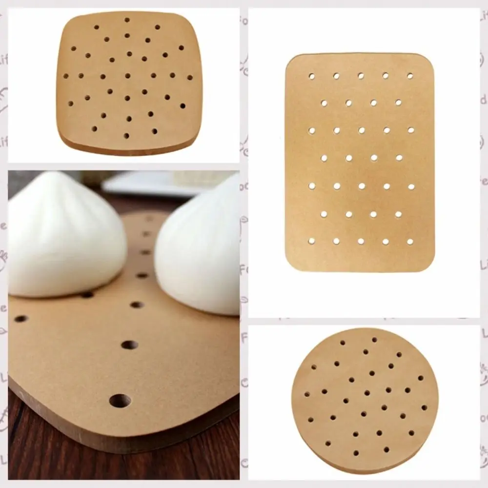 100pcs with Holes Air Fryer Paper Square Round Rectangular Non-Stick Baking Oil-proof Paper Parchment