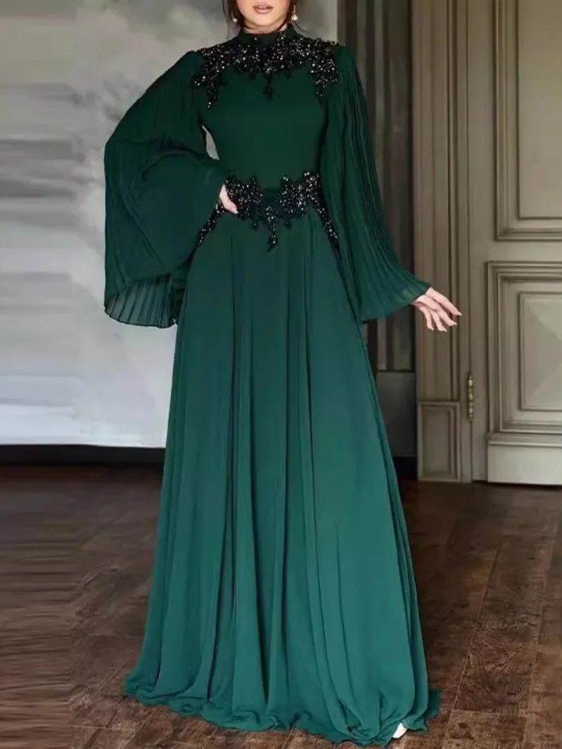 Ele cintura alta longa sve dr feminino maxi renda guarnição midi saia fadable primavera novo sle poliéster vestido de noite