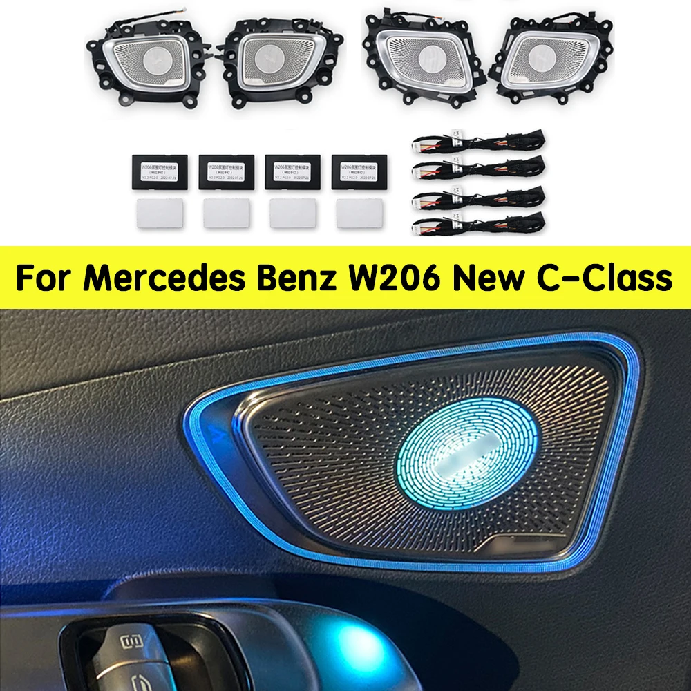 For Mercedes-Benz W206 C-Class 2022+ 64 Colors 4 Door LED Mediant Cover Plate With LED Ambient Light Car Decoration Accessories