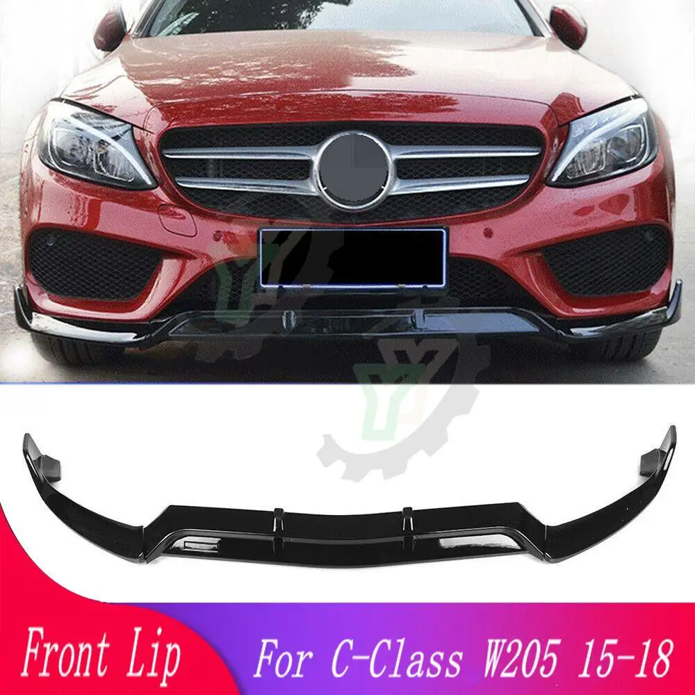 Front Bumper Lip Spoiler For Mercedes Benz C Class W205/C205 Coupe C180 C200 C250 C260 C300 C450 2015 2016 2017 2018 2019 20 21