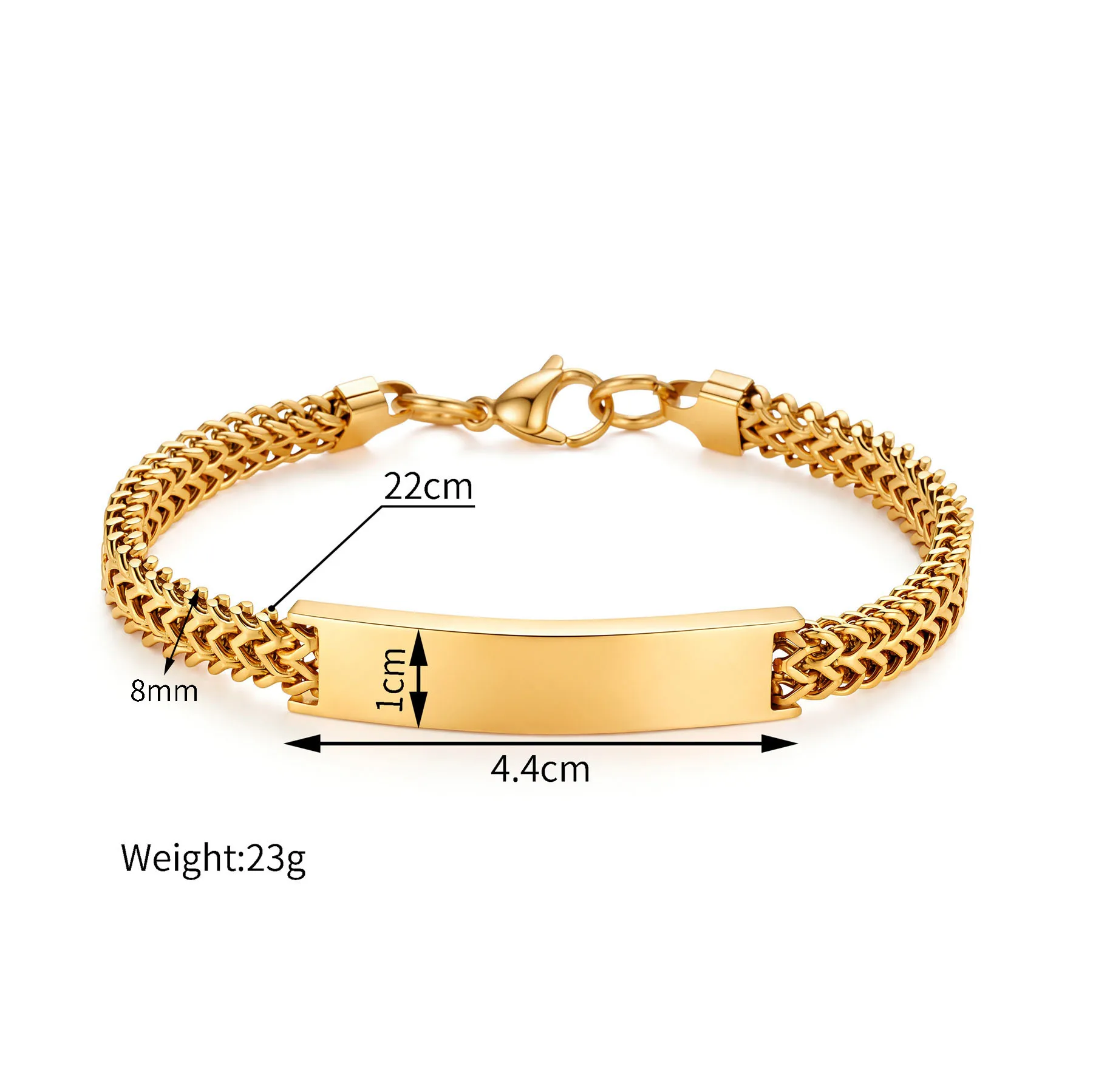 Akizoom Punk Man Engrave Name Bracelets Gold Color Customized Stainless Steel Thick Hand Chain Men Women Christmas Jewelry Gift