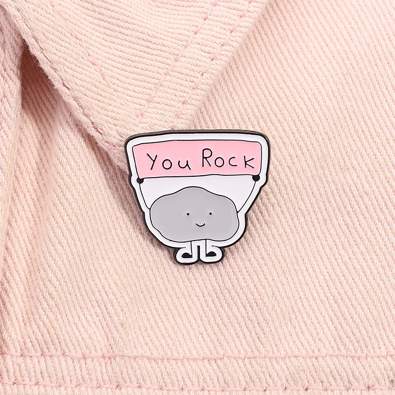 You Rock Enamel Pin Positive Quote You're Awesome Creative Funny Geology Brooch Lapel Backpack Badge Jewelery Gift For Friends