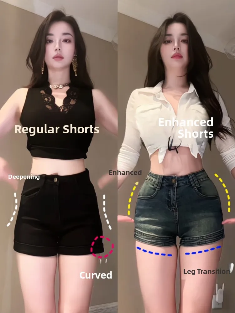 

Retro Waed High Waist Elastic Slimming Leg Lengthening Design Sensation Butt Enhancing Blue Denim orts Women's Faion