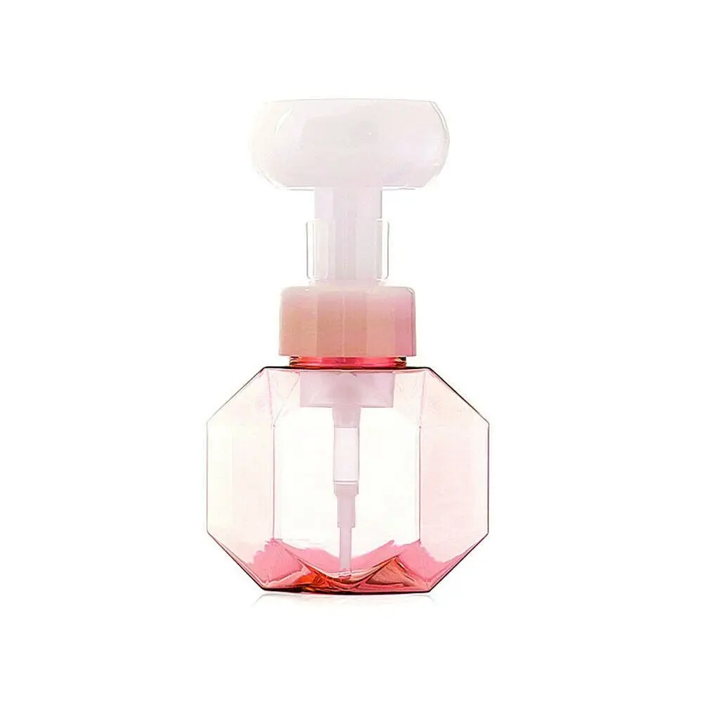 New Plastic Soap Dispenser 300ml Transparent Refillable Containers Flower-shaped Liquid Foam Pump Bottle