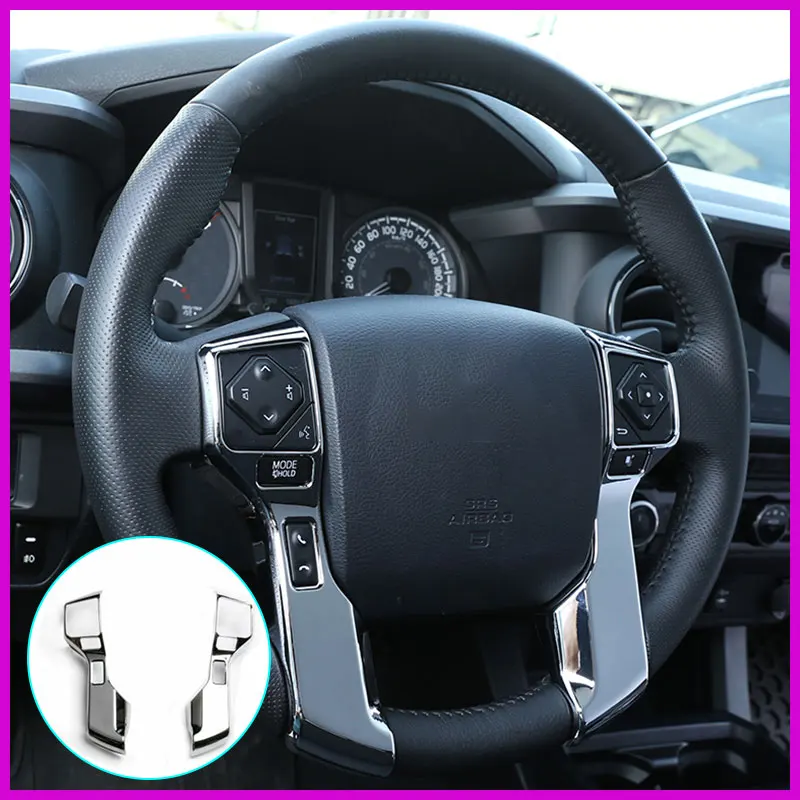 

2 Patterns For Toyota Tacoma 2016-2020 Steering Wheel Button Decoration Outer Frame Carbon Fiber/Bright Light Pattern 2Pcs