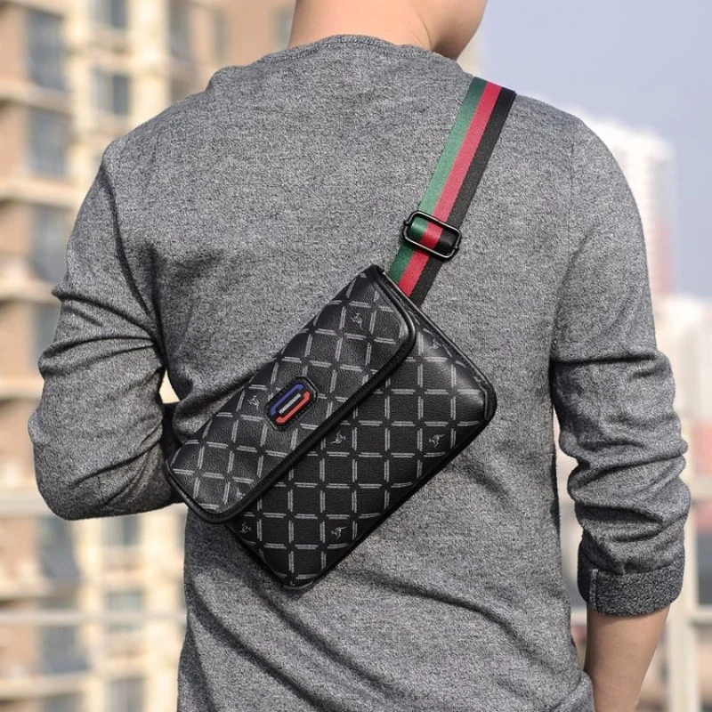 Chest Pack Men Sport PU Leather Belt Bag Fashion Trend Waterproof Shoulder Bag