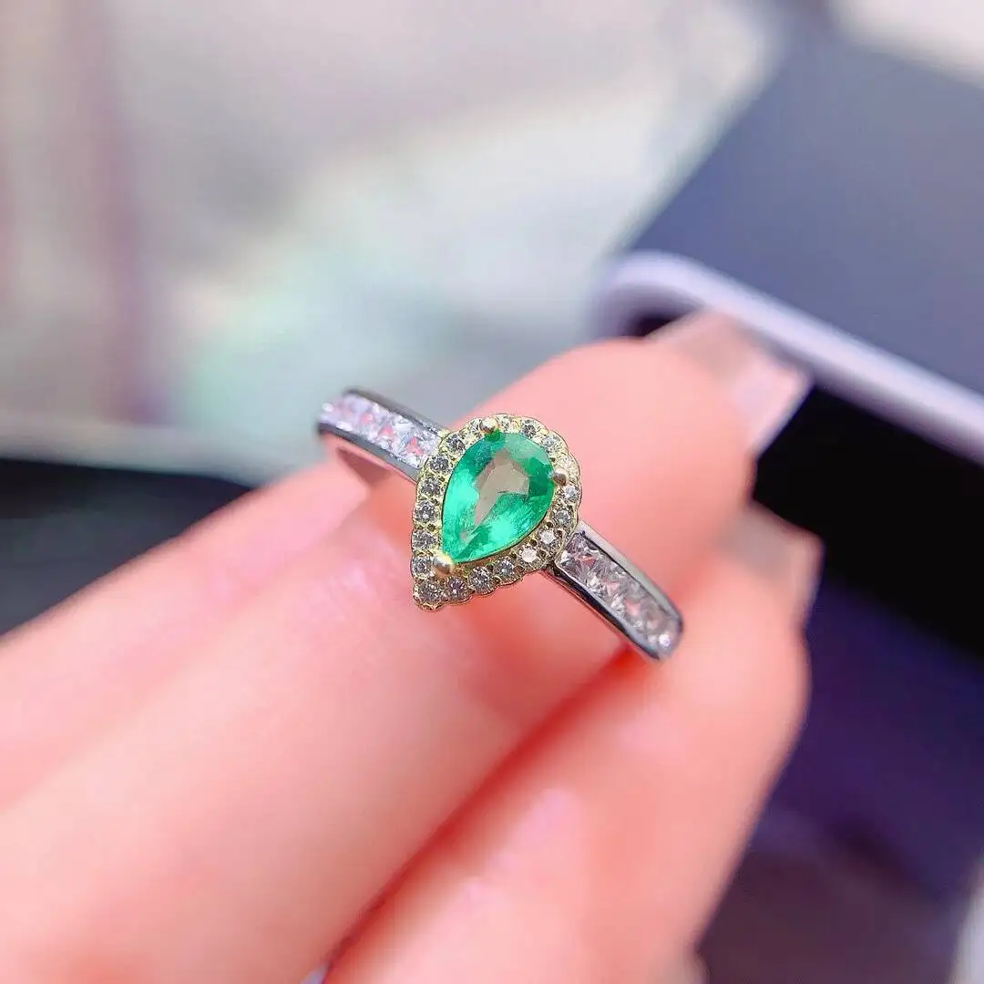 

KJJEAXCMY New Jewelry Natural Women's Emerald Ring 925 silver inlay Colorful and splendid High clarity supports detection