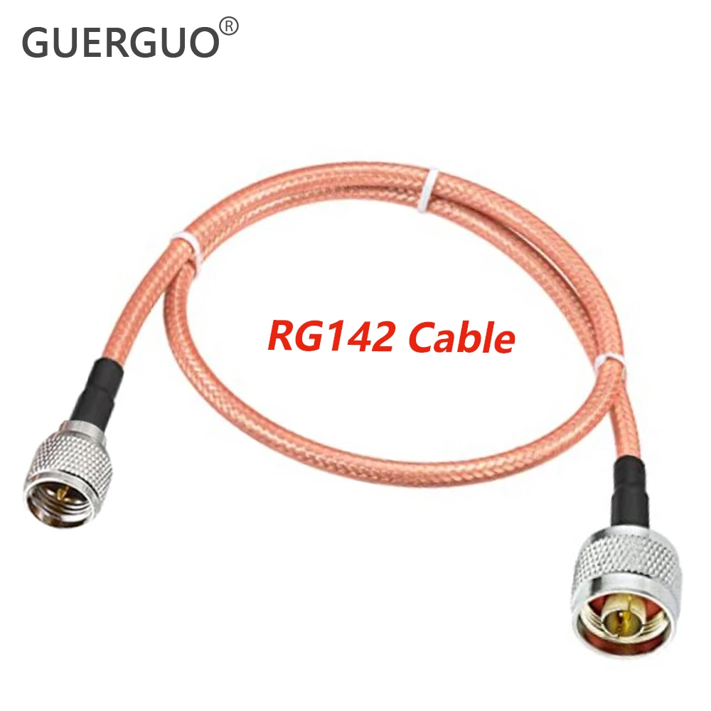 1PC RG142 Coax Cable Double Shielded Crimp for PL259 MINI UHF  Male to N Female Connector Extension RF Coaxial CableBrass Copper