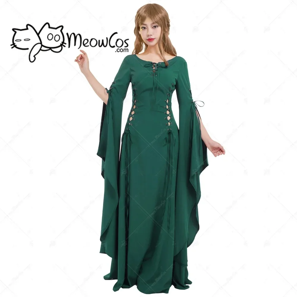 

DAIZBELLA Women's Medieval Renaissance Dress Lace-up Vintage Wedding Dress with Long Trailing Sleeves Cosplay Costume